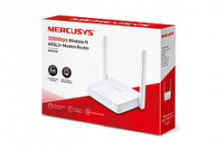 Беспроводной маршрутизатор Mercusys MW300D ADSL2+ modem, 300Мбит/с 3xLAN 100Мбит/с 1xWAN 100Мбит/с 2 х 3 дБи ант. 2,4-2,4835 ГГц***