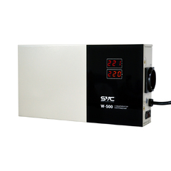 Стабилизатор (AVR) SVC W-500, Мощность 500ВА/500Вт, LED-дисплей, Диапазон работы AVR: 140-260В, Вых.: 220В+/-7%, 1 х Shcuko, Кабель питания: 1,35м, Габариты: 290*160*65, Черно-белый *-* 