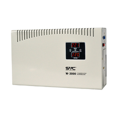 Стабилизатор (AVR) SVC W-3000, Мощность 3000ВА/3000Вт, LED-дисплей, Диапазон работы AVR: 140-260В, Вых.: 220В+/-7%, Клеммная колодка, Габариты: 380*234*105, Белый *-* 