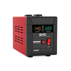Стабилизатор (AVR) SVC R-1500, 1500ВА/1500Вт, Диапазон работы AVR: 140-260В, Выходное напряжение: 220В +/-7%, Задержка включения, выход 2 шт Shсuko, LCD-дисплей, Защита: от перегрузки, короткого замыкания, повышенной температуры, Чёрно-красный  *-* 