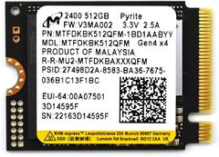 Micron 2400 (Crucial) 512GB PCIe NVMe Gen4x4, M.2 2280, Read/Write up to 4200/1800MB/s, [MTFDKBA512QFM] OEM *,* 
