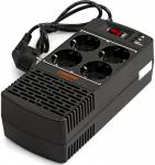 Стабилизатор (AVR) SVC AVR-600-L, Мощность 600ВА/300Вт, LED-индикаторы, Диапазон работы AVR: 174-280В, 4 вых., 1.2 м., Чёрный  *-* 
