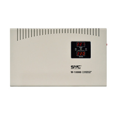 Стабилизатор (AVR) SVC W-10000, 10000ВА/6000Вт, Диапазон работы AVR: 140-260В, Выходное напряжение: 220В +/-8%, Задержка включения, Клеммная колодка, LCD-дисплей, Защита: от перегрузки, короткого замыкания, повышенной температуры, Белый *-* 