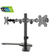 Настольный кронштейн для 2-х мониторов Kaloc Zeno KLC-DW220-T, Макс. Нагрузка-9.0 кг, Диагональ экрана от 17"до 27", Наклон 90°/+90°, Поворот 360°, VESA 75x75, 100x100mm, Чёрный***