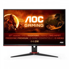 Монитор LCD 27" AOC 27G2SPAE/BK,IPS,Black,1920x1080,80M:1,250cd/m2,178/178,1ms,165Hz, AMDFreeSyncPremium,LowBlueLight, VGA,2HDMI,DP,3,5mmJack,колонки 2x2Вт