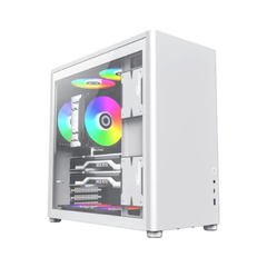 Компьютерный корпус Gamemax SPARK PRO FULL WHITE, ATX/Micro ATX/DTX/Mini-ITX, 1xUSB3.0+1xType C, HD-Audio, Кулер 2*12/14см, 470x275x463 мм, Высота процессорного кулера 168мм, Без Б/П, Металлический, Белый *-* 